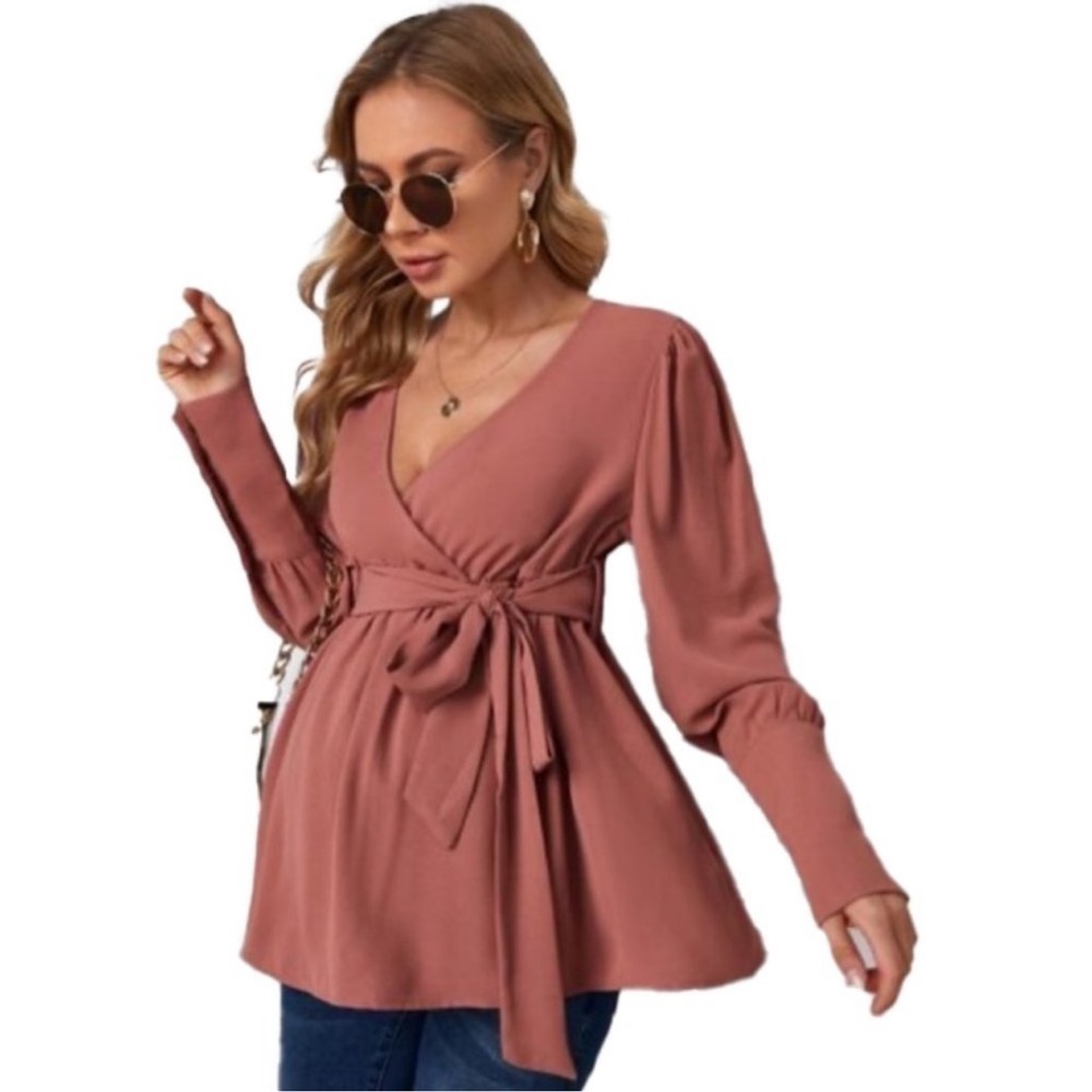 ❤️ SHEIN Salmon Long Sleeve Blouse Size M